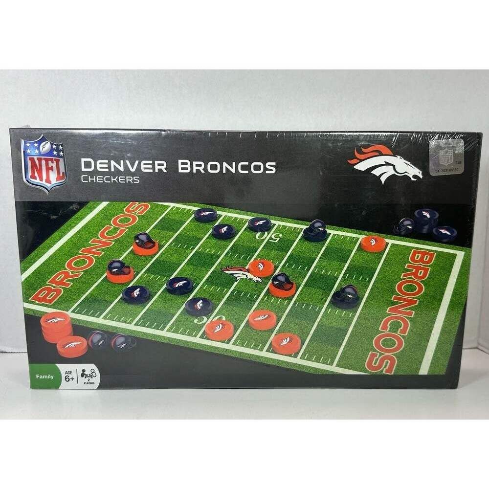 MasterPieces NFL Denver Broncos Checkers Board Game with Helmet King Pieces